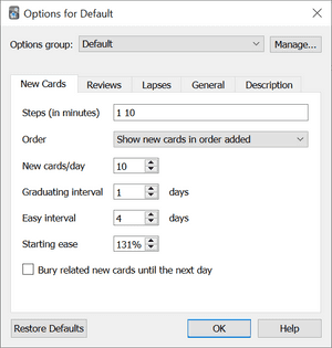 anki settings for frequent exams