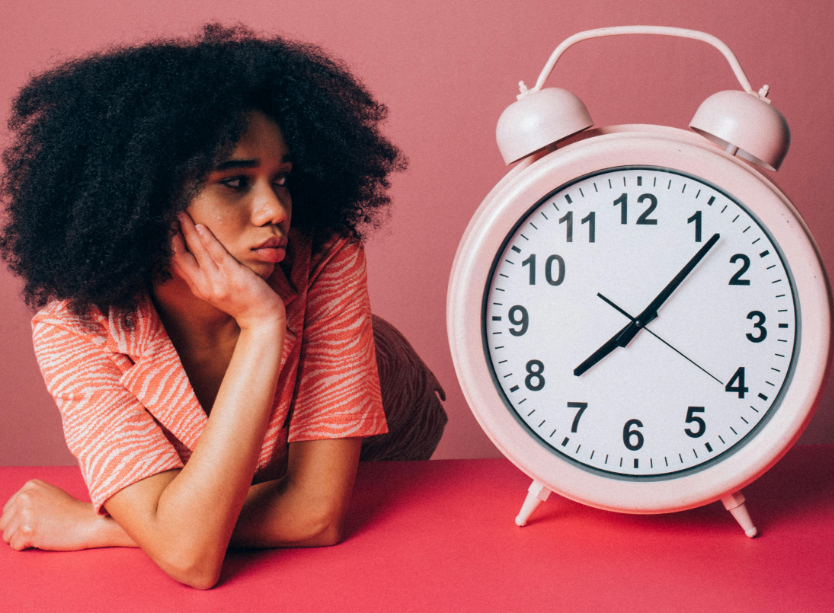 Me looking at the clock, realizing the key to achieving language proficiency in my target language is just time and dedication. 