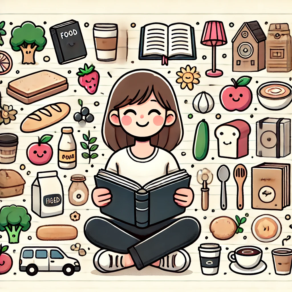 Image of a girl improving her vocabulary by reading cooking blogs.